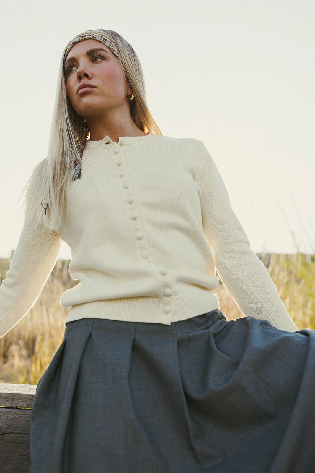 ELEMENTS Cream Knit Cardigan - Image 2