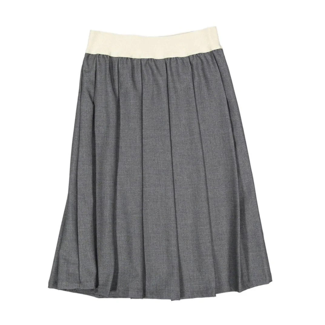 ELEMENTS Gray Pleated Knee Length Skirt