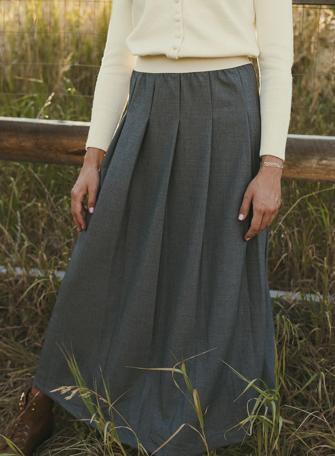 ELEMENTS Gray Pleated Maxi Skirt - Image 2