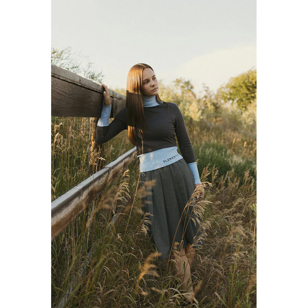 ELEMENTS Grey/Blue Trim Knit Turtleneck - Image 2