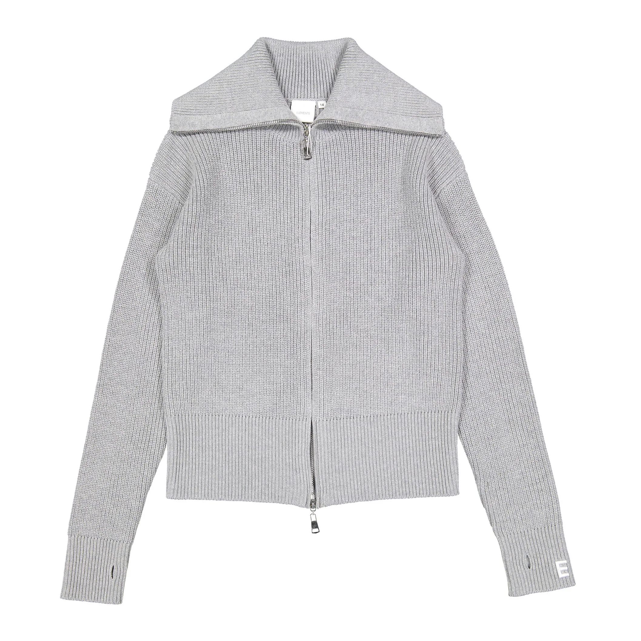 Elements Grey Knit Zip Up Sweater
