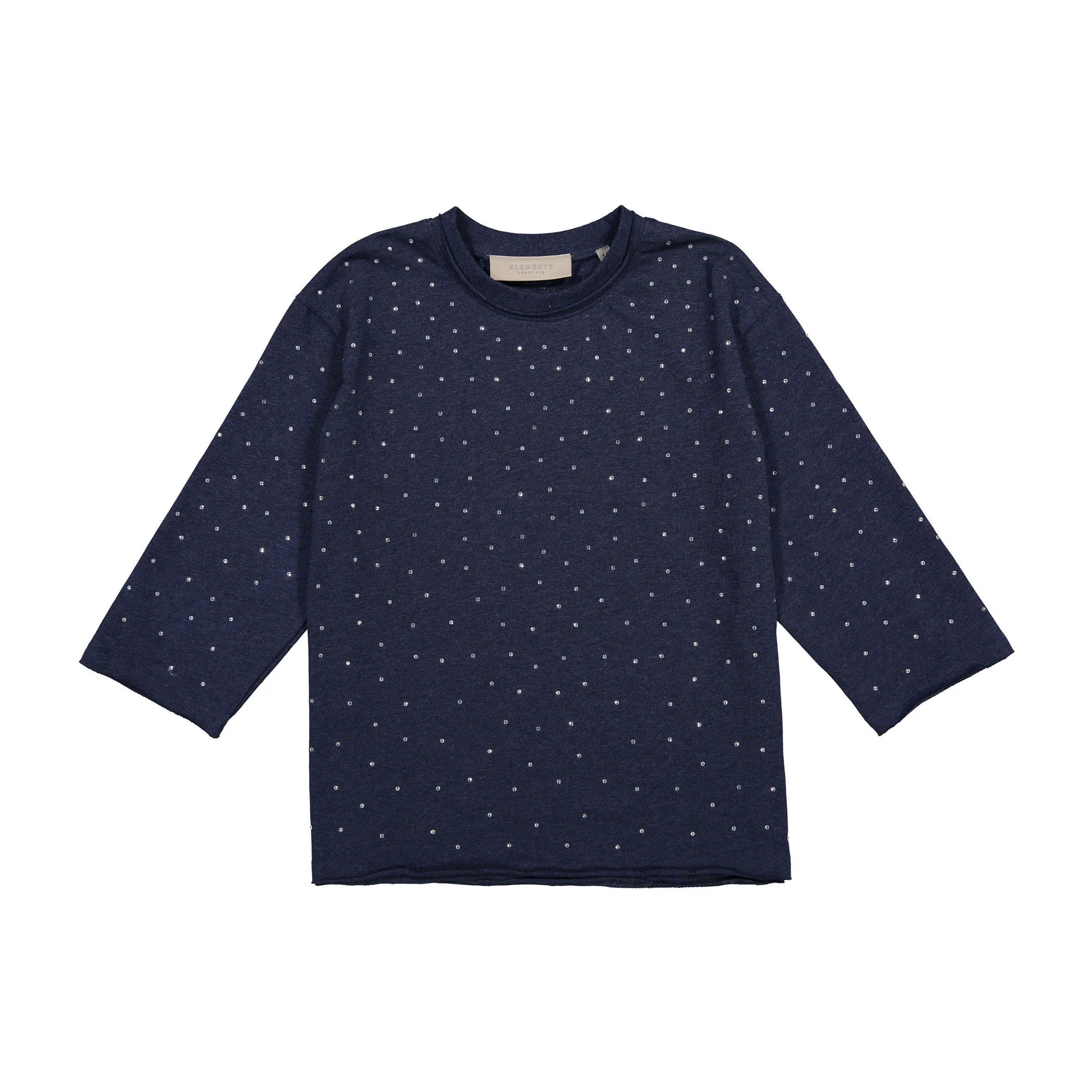 Elements Navy Wash Rhinestones Boxy Tee