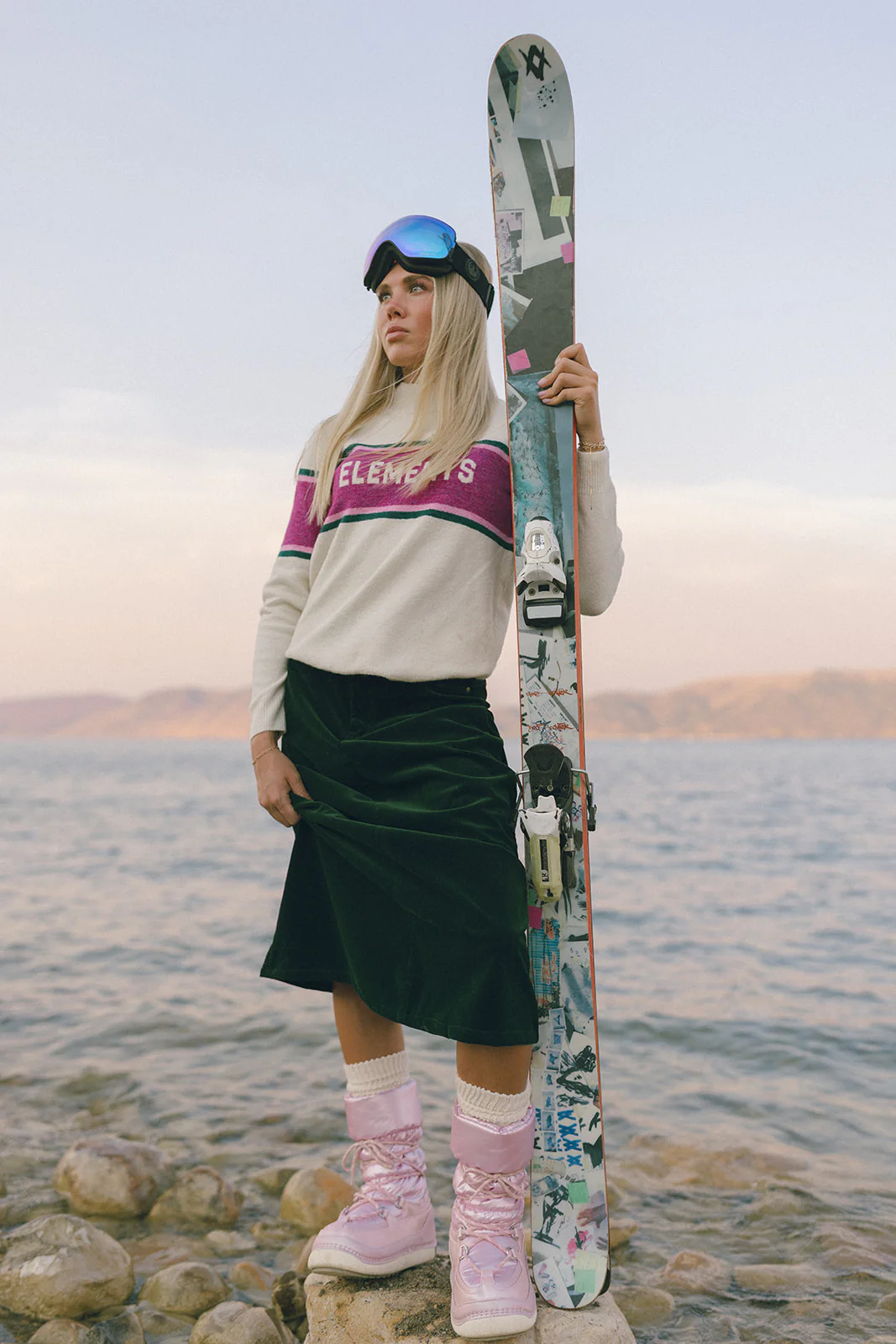 ELEMENTS Ivory Stripe Chest Logo Sweater - Image 2
