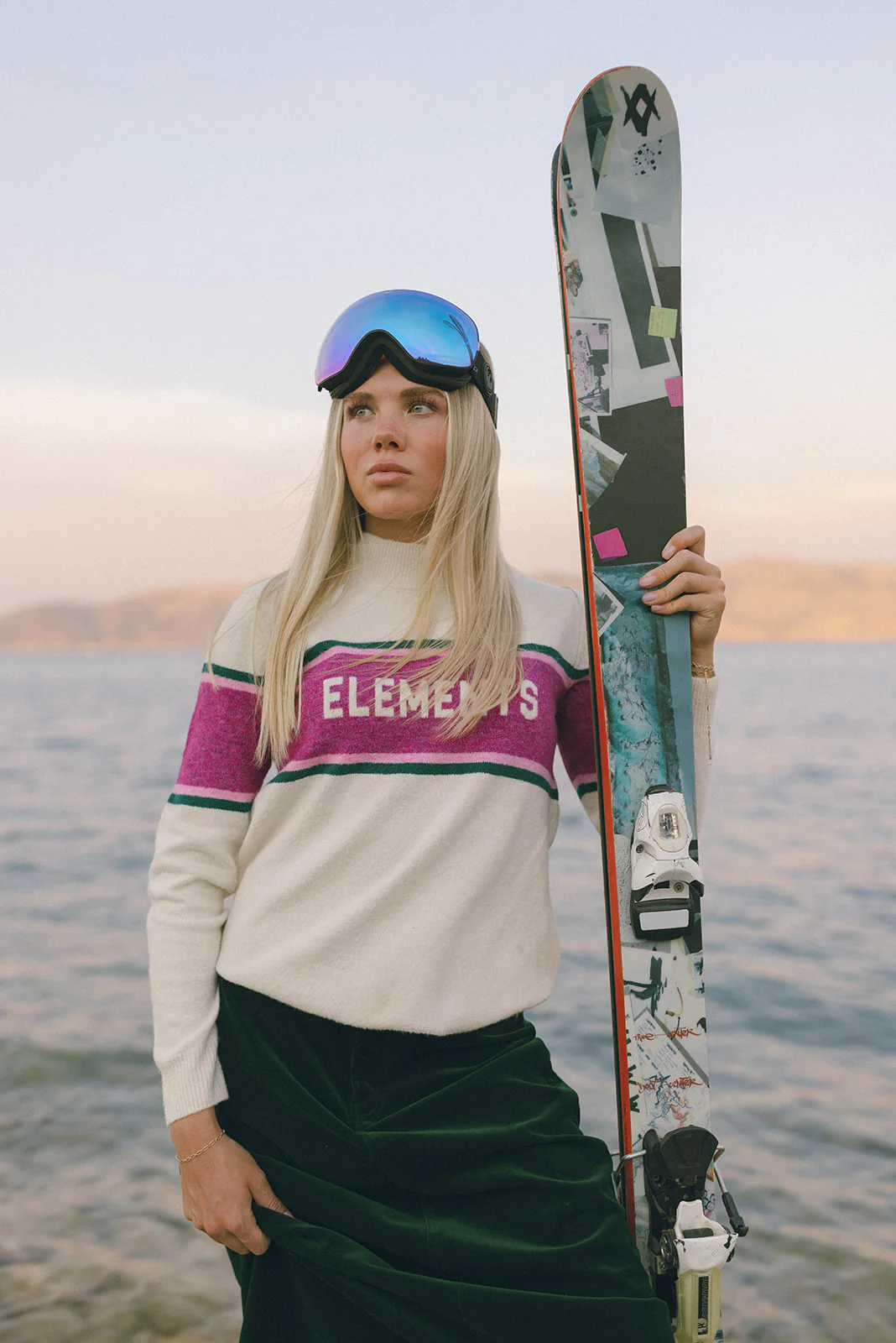 ELEMENTS Ivory Stripe Chest Logo Sweater - Image 3