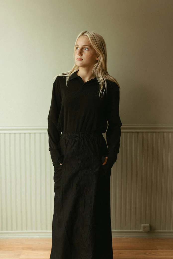 ELEMENTS Jet Black Cord Cargo Maxi Skirt - Image 3