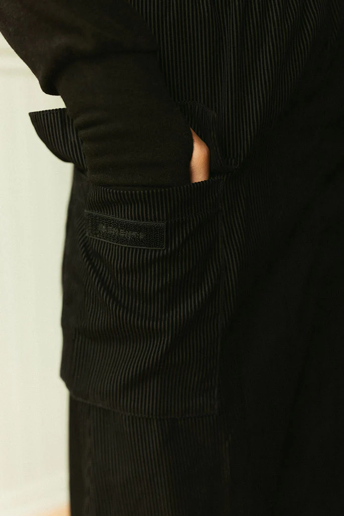 ELEMENTS Jet Black Cord Cargo Maxi Skirt - Image 4