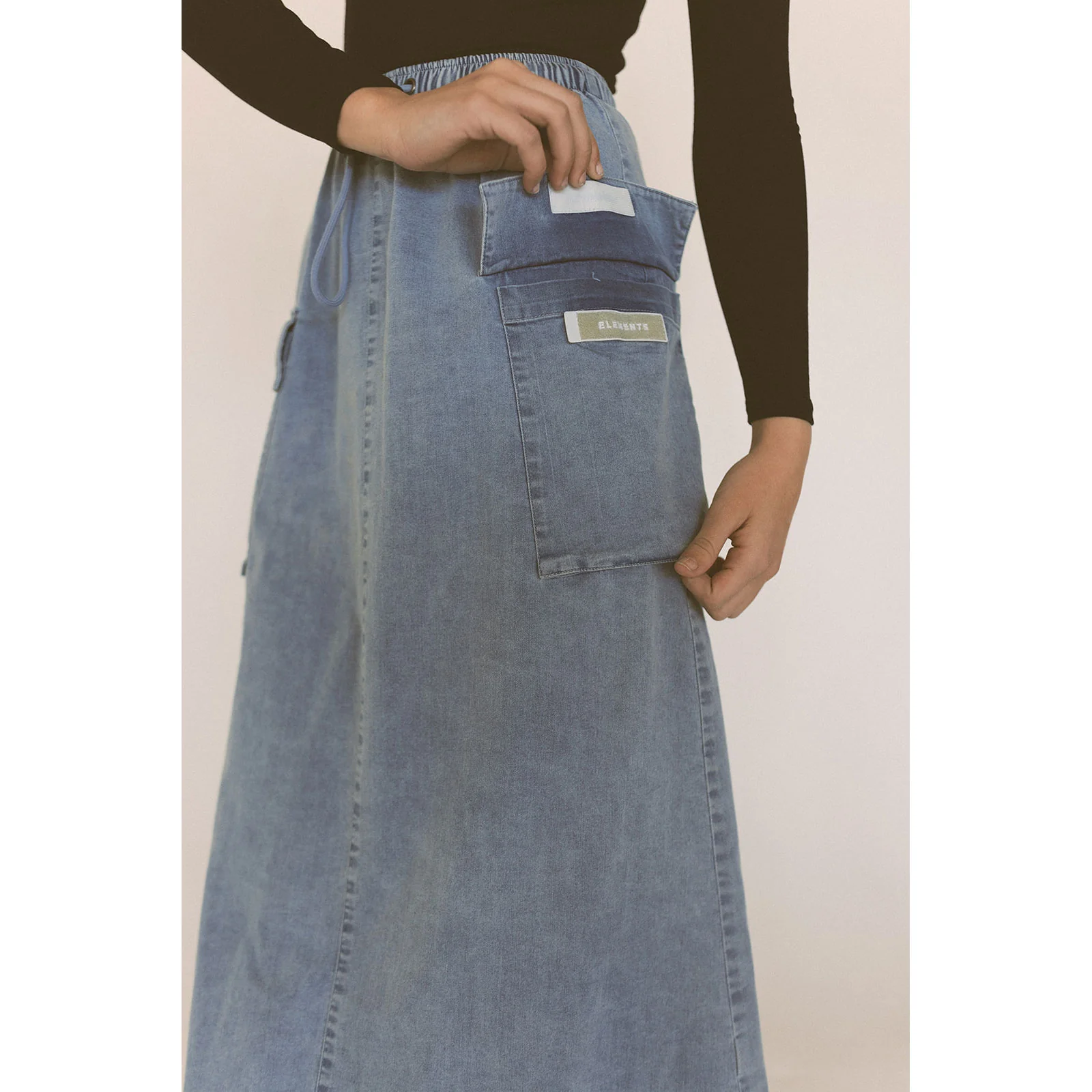 Elements Light Blue Maxi Cargo Skirt - Image 5