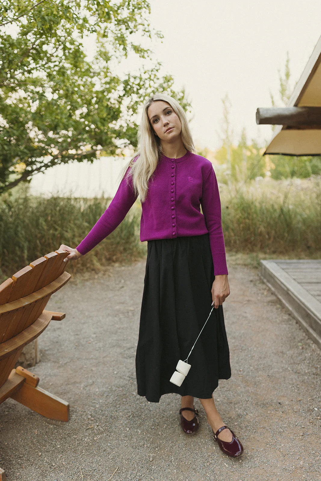 ELEMENTS Magenta Knit Cardigan - Image 2