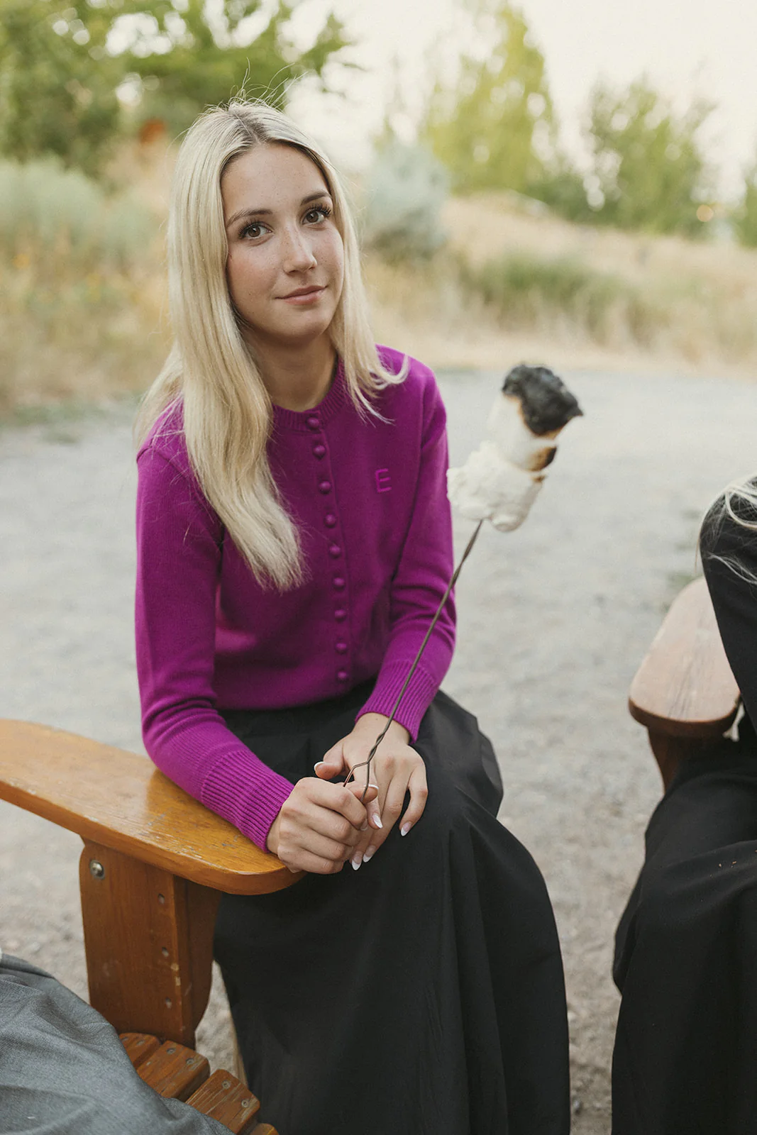 ELEMENTS Magenta Knit Cardigan - Image 3