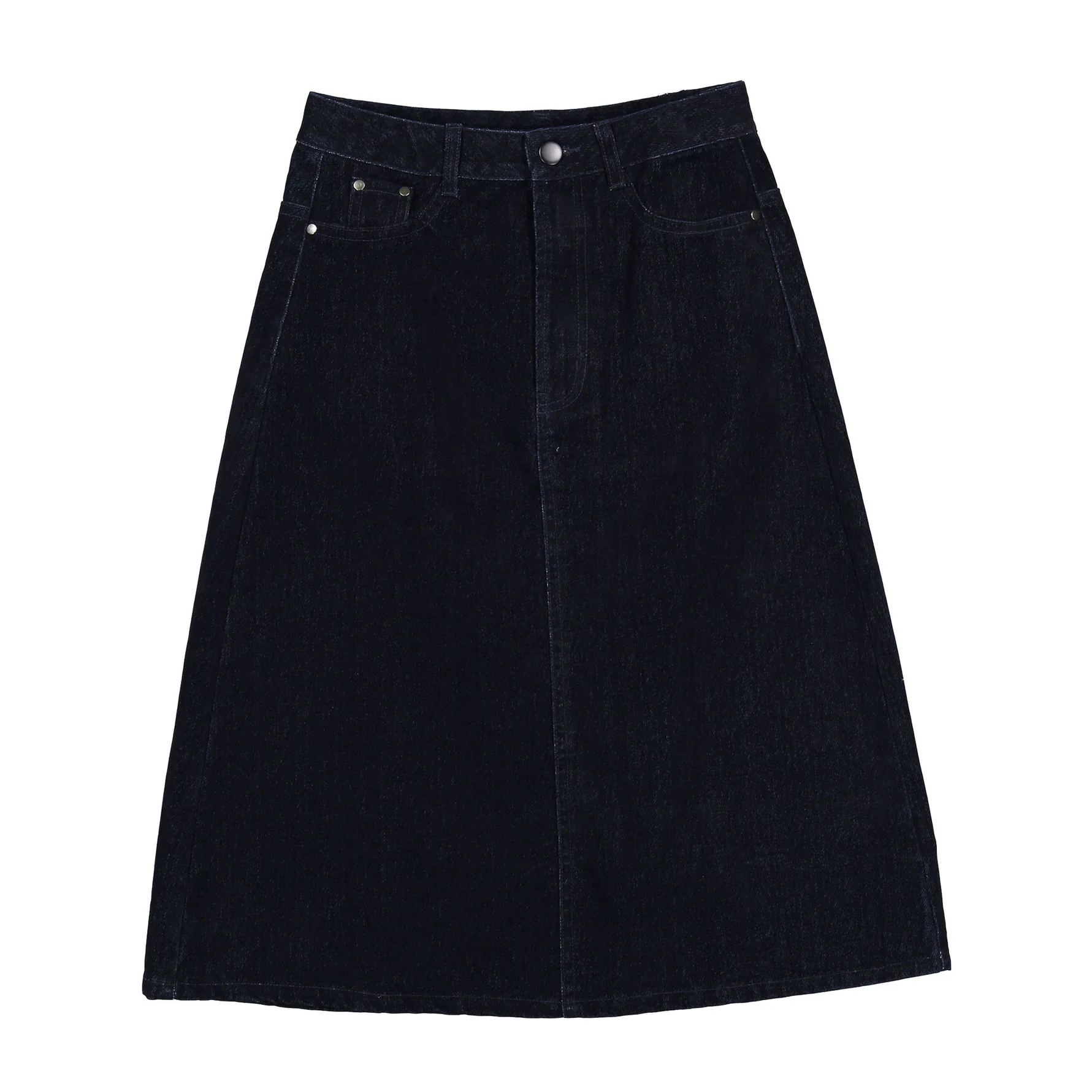 ELEMENTS Navy Denim Mid Calf Skirt