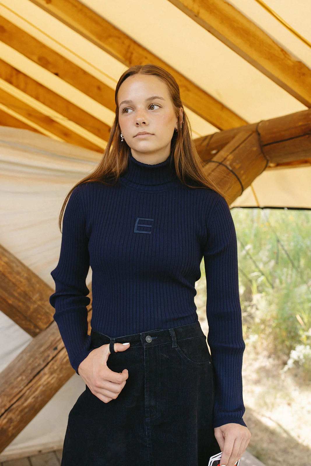 ELEMENTS Navy Knit Rib Turtleneck - Image 2