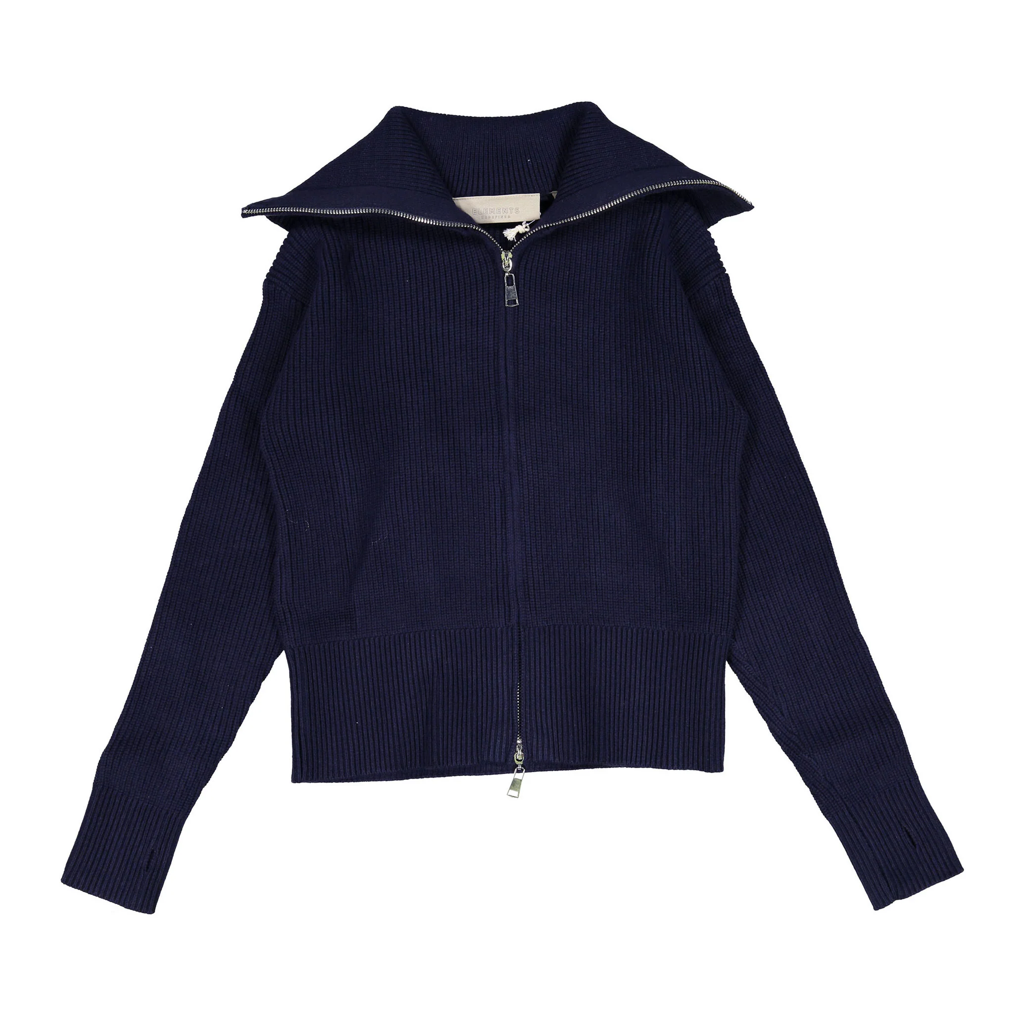 Elements Navy Knit Zip Up Sweater