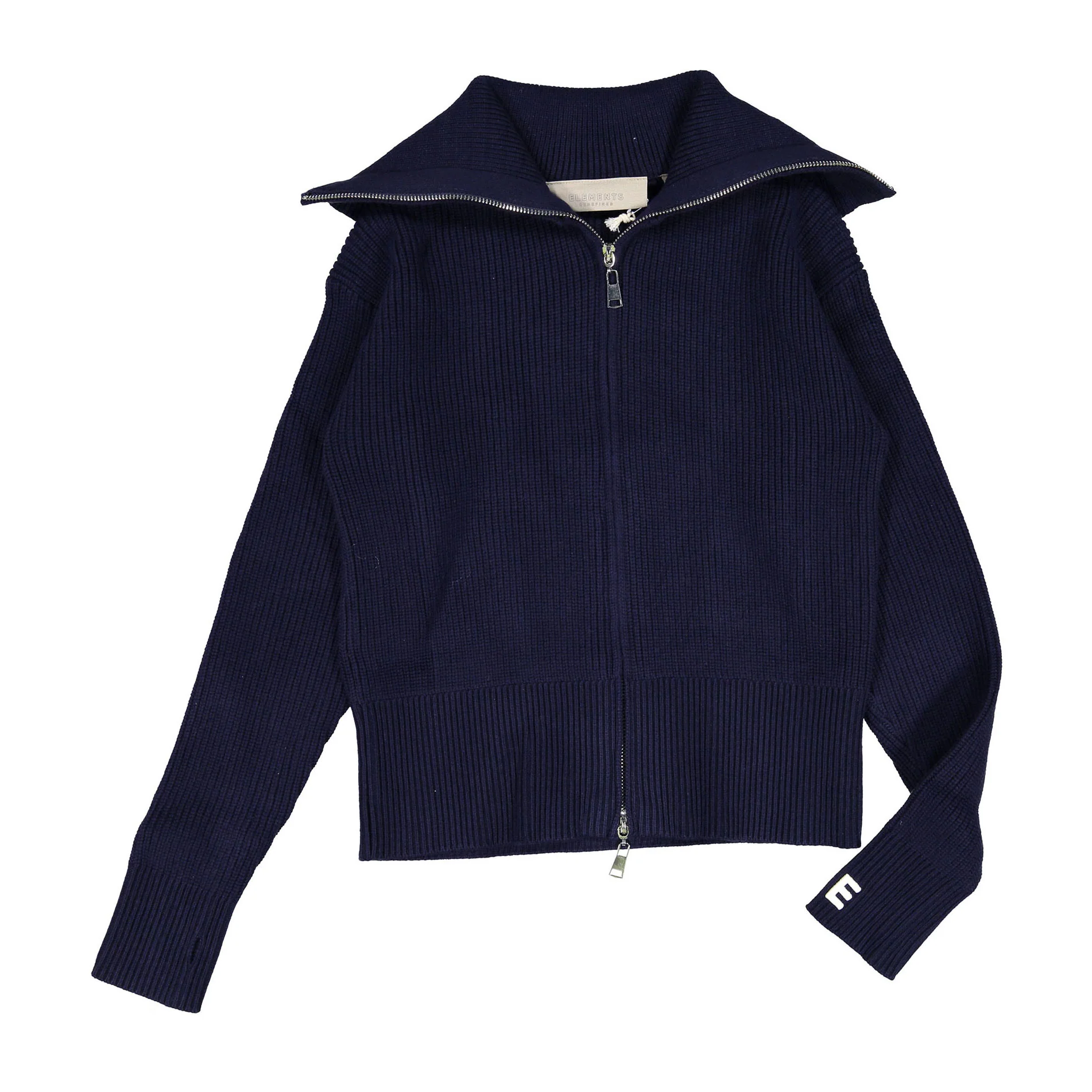 Elements Navy Knit Zip Up Sweater - Image 2