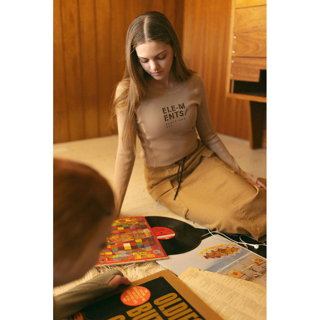 ELEMENTS Taupe Stamped Waffle Tee - Image 2