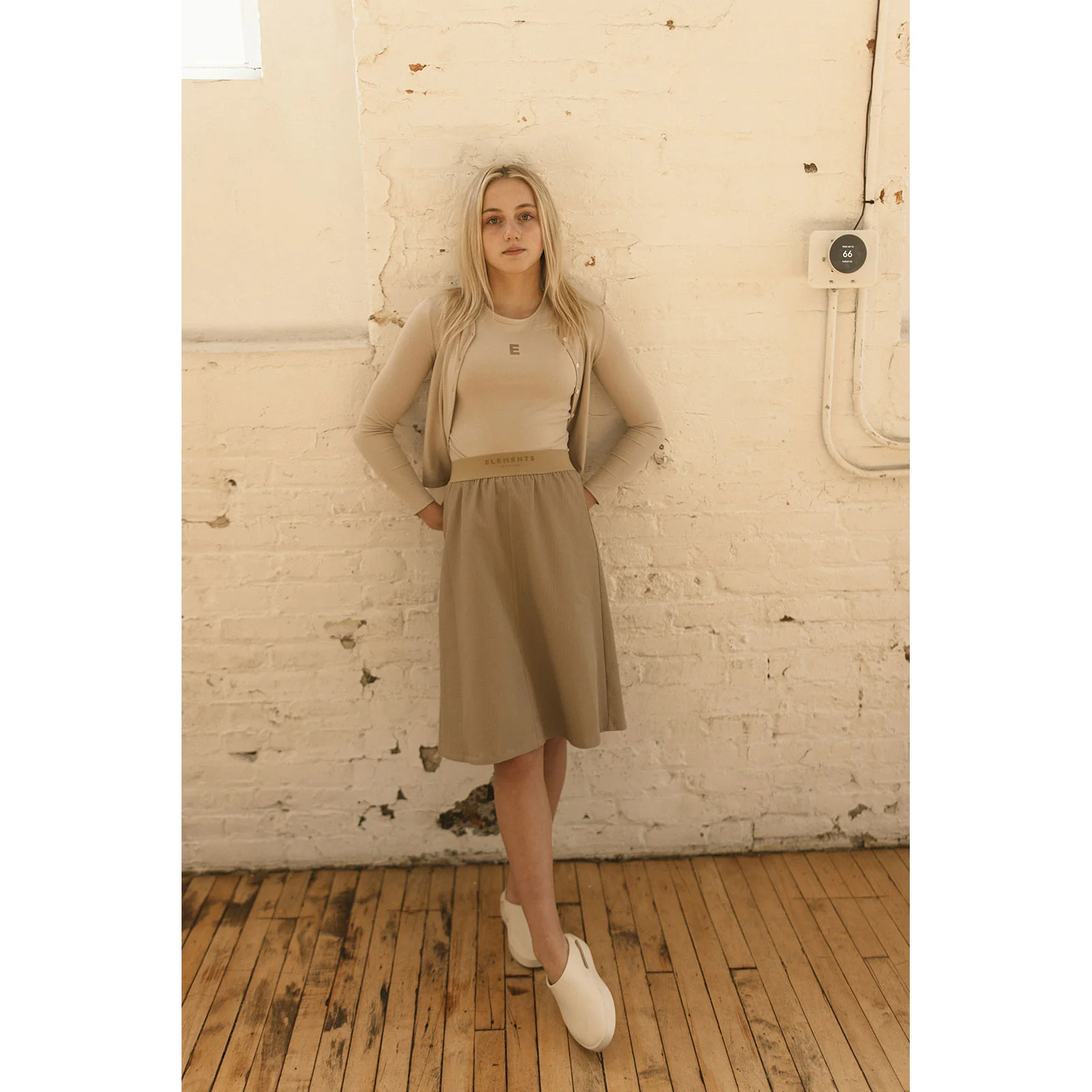 Elements Taupe Wash Ribbed Band Skirt - Image 2