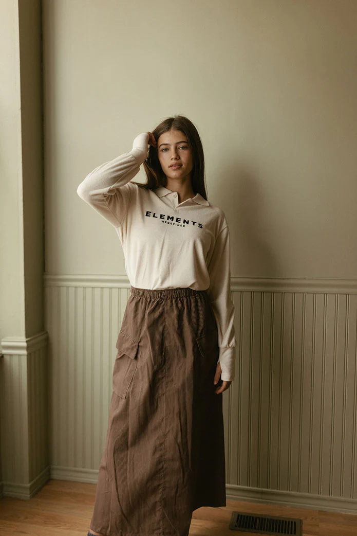 ELEMENTS Umber Cord Cargo Maxi Skirt - Image 3