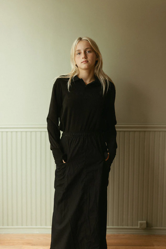 ELEMENTS Jet Black Fuzzy Polo Sweatshirt - Image 3