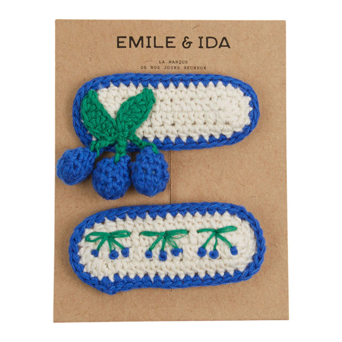 Emile et Ida Blue Crochet Barrettes