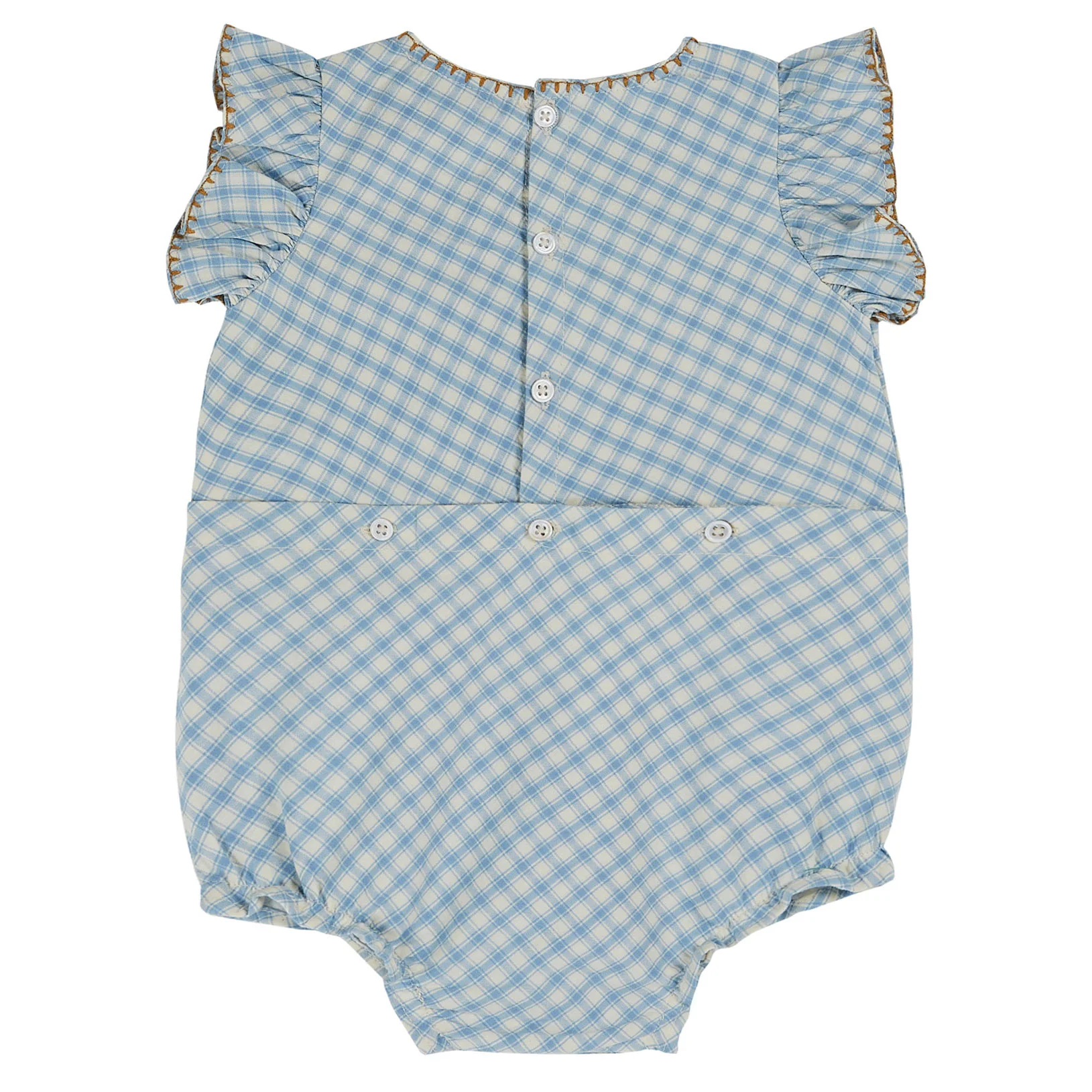Emile et Ida Blue Gingham Embroidered Romper - Image 2