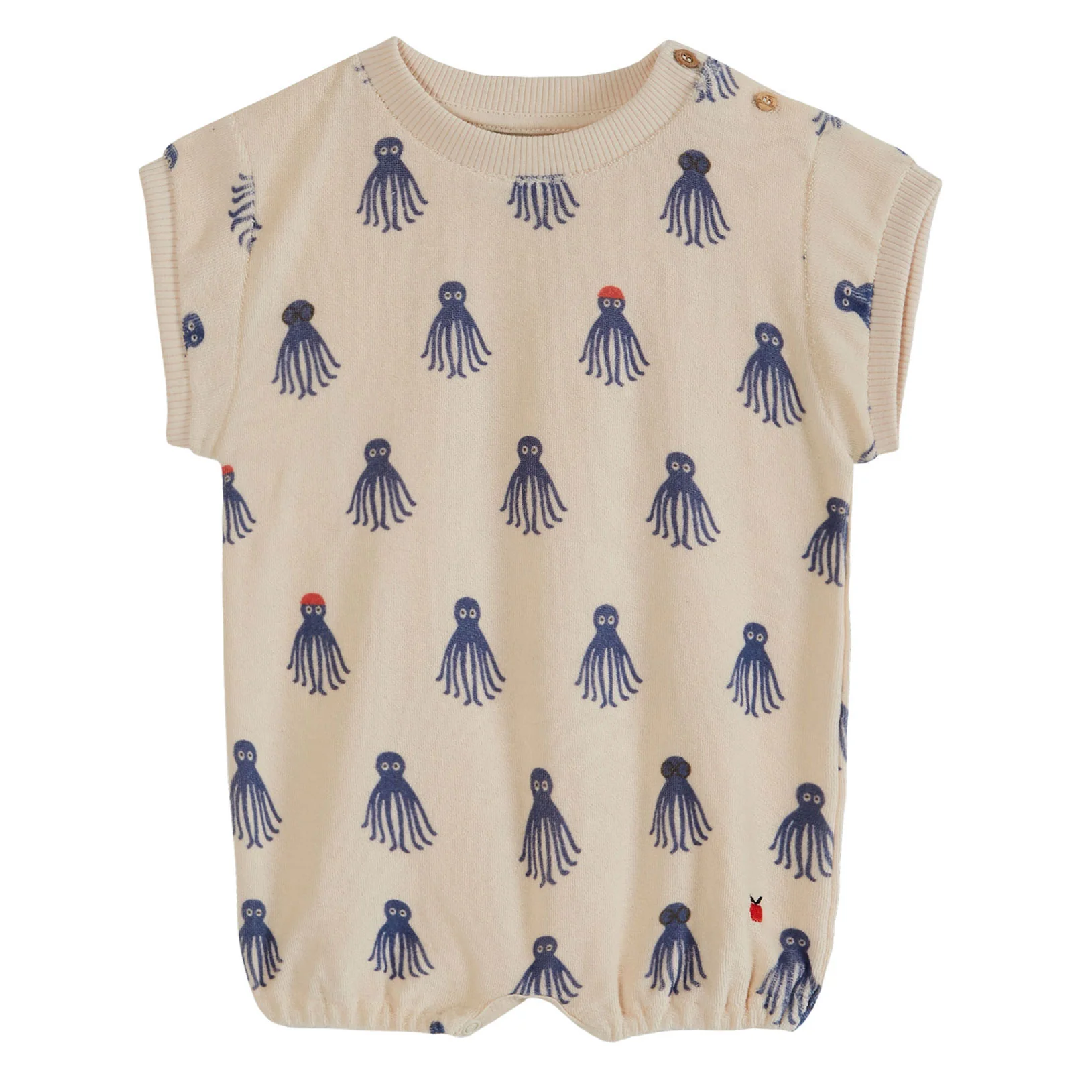 Emile et Ida Blue Octopus Allover Romper