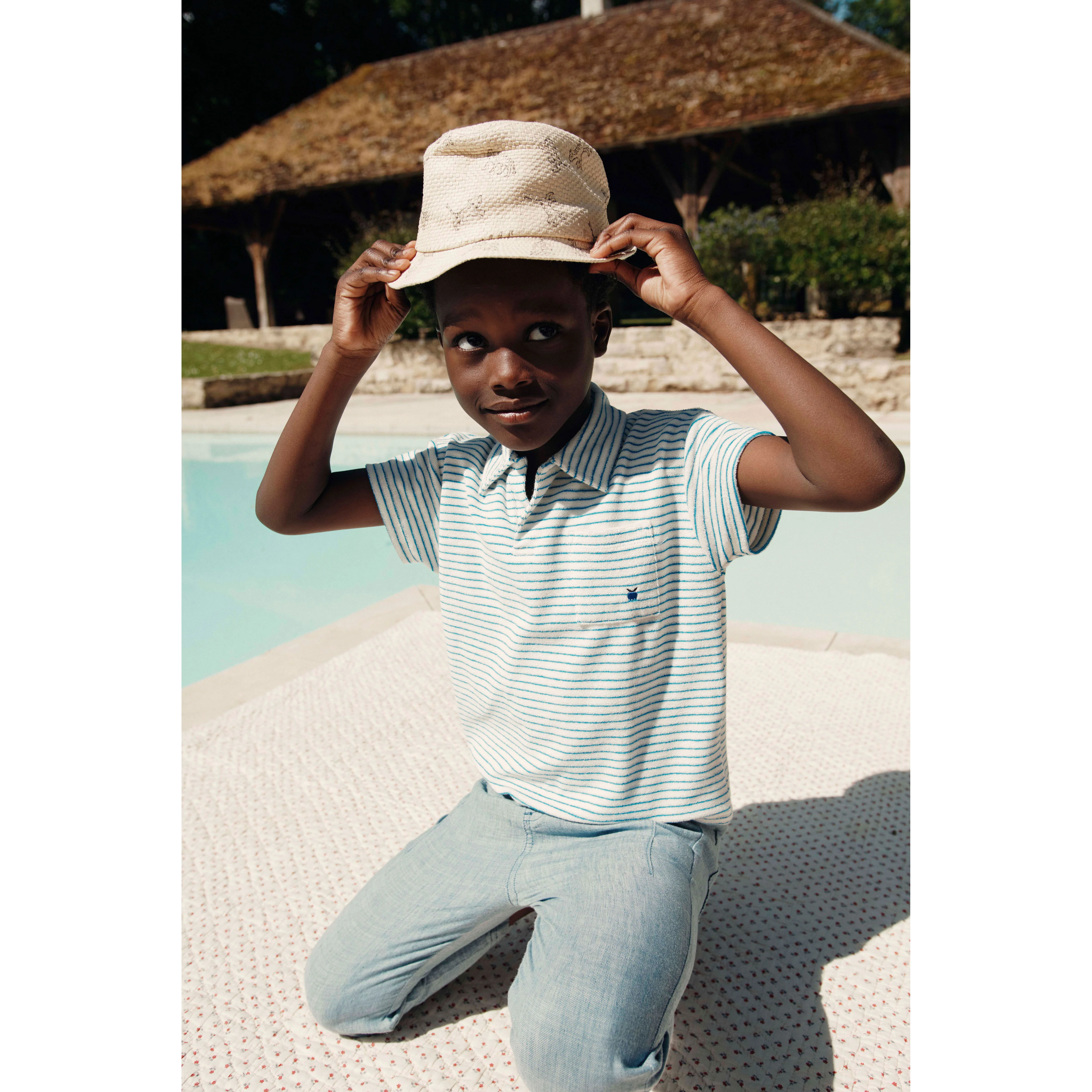 Emile et Ida Blue Striped Terry Polo - Image 2