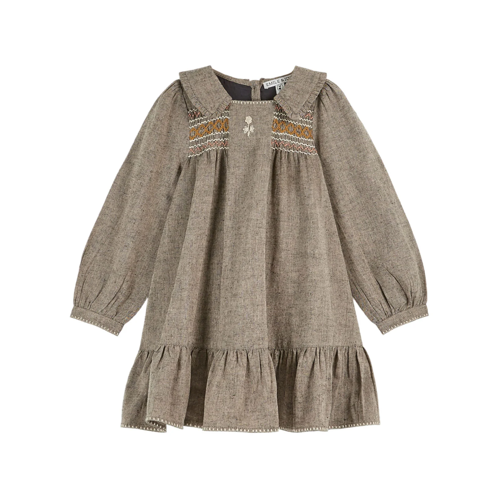 Emile et Ida Brown Vintage Embroidered Dress