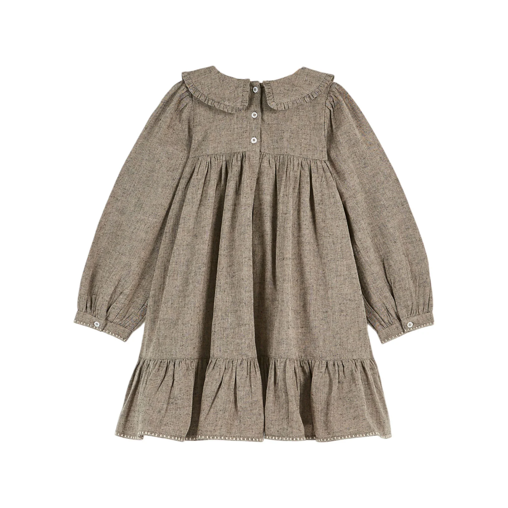 Emile et Ida Brown Vintage Embroidered Dress - Image 2