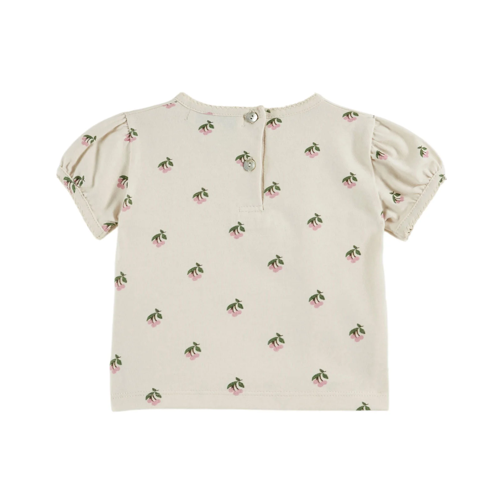 Emile et Ida Cerisette Creme Printed Picote Baby T-Shirt - Image 2