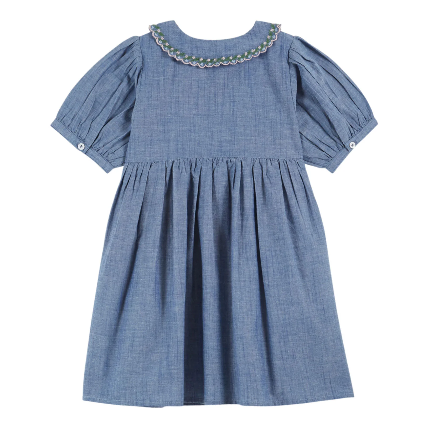 Emile et Ida Chambray Embroidered Smock Dress - Image 3