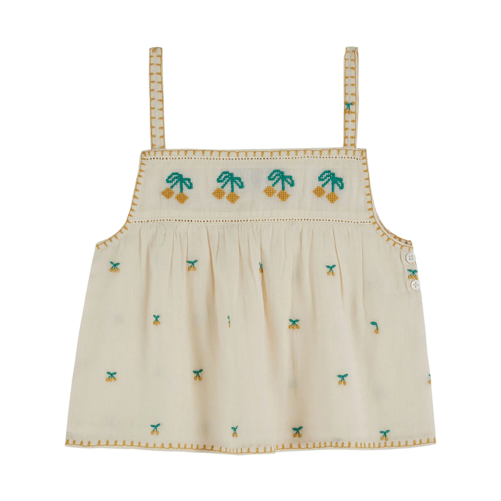 Emile et Ida Chantilly Cherry Embroidered Top