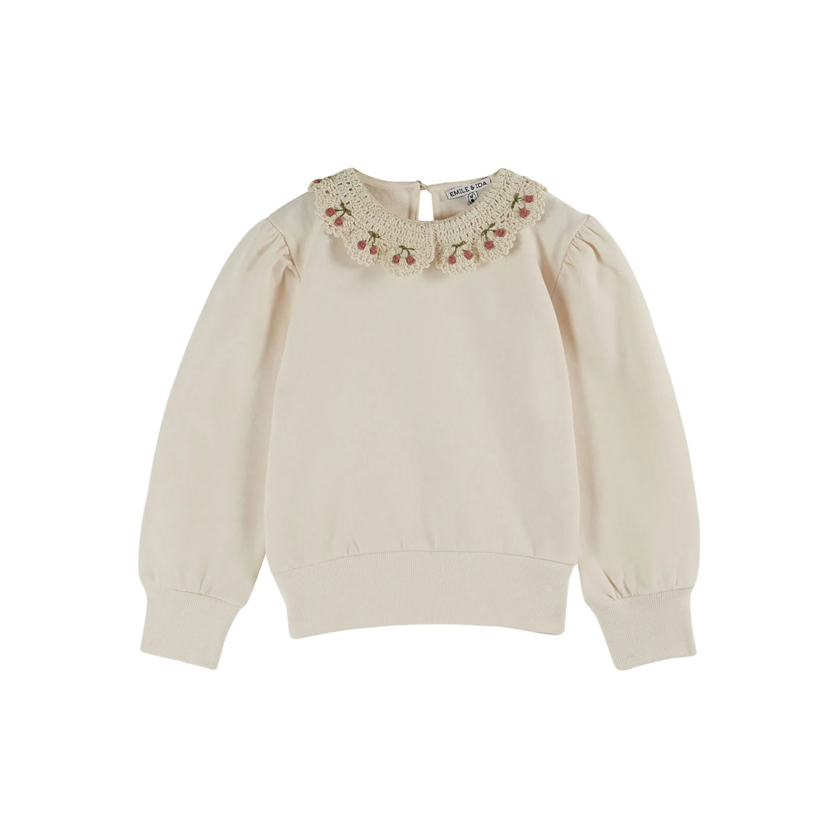 Emile et Ida Cream Collar Embroidered Sweatshirt