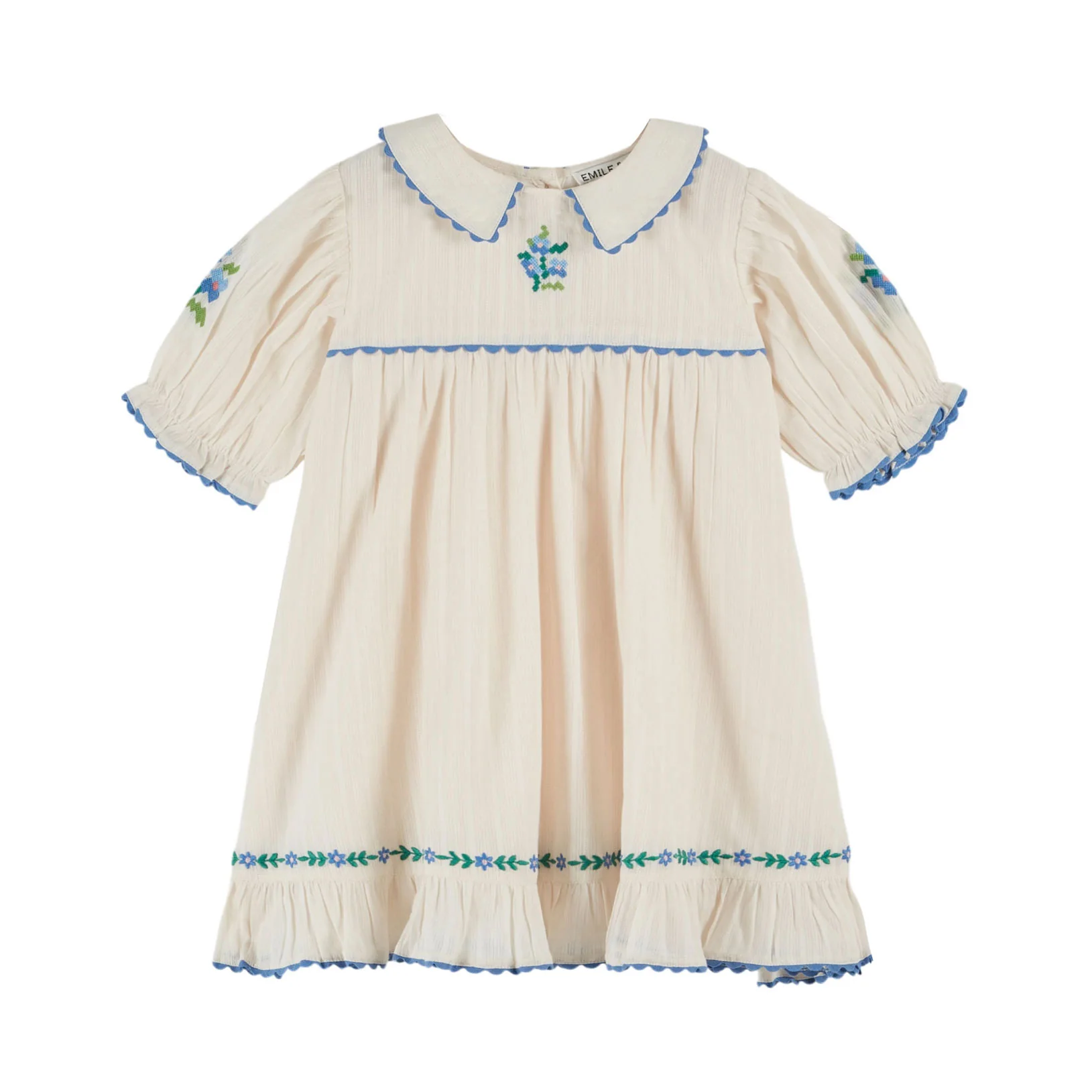 Emile et Ida Cream Embroidered Dress