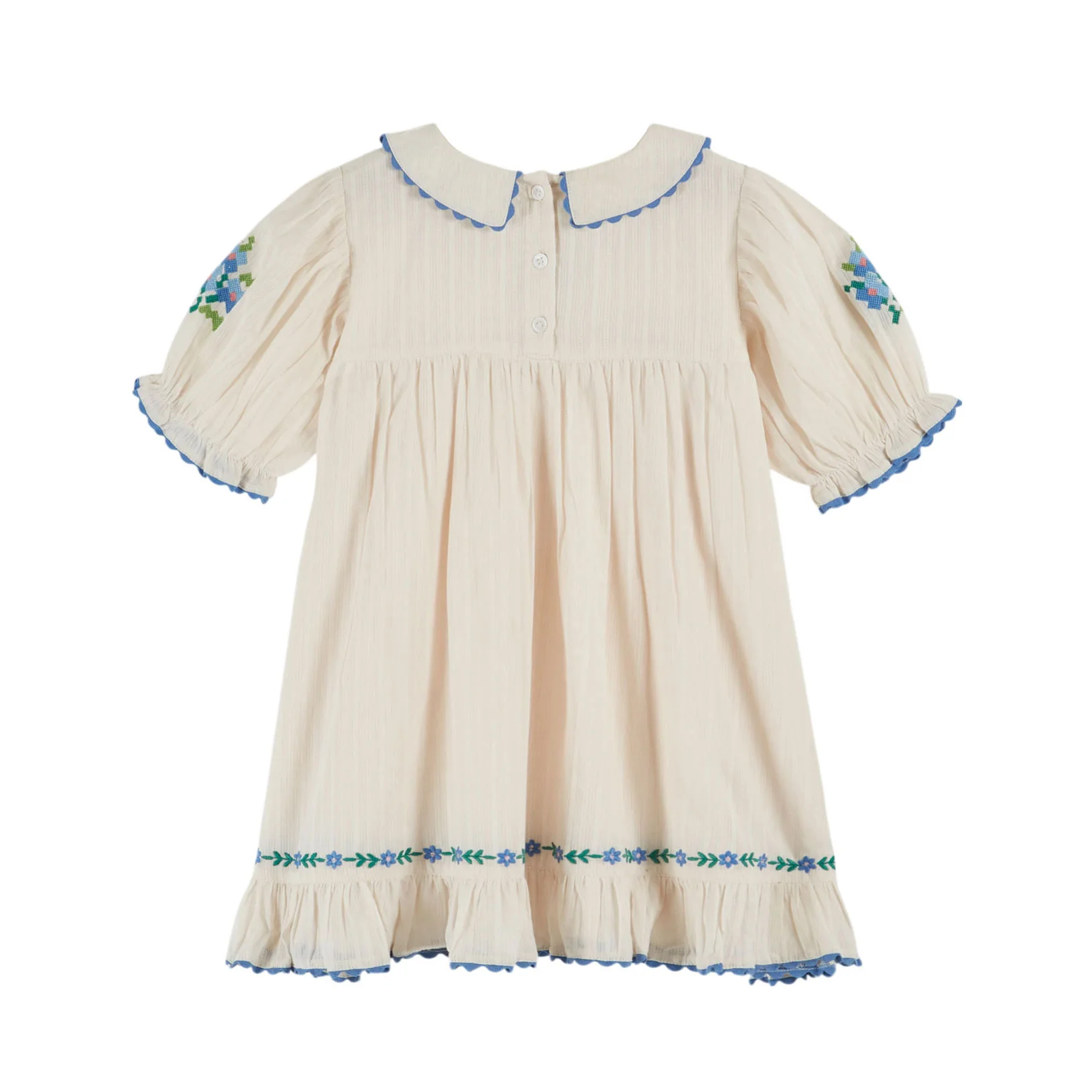 Emile et Ida Cream Embroidered Dress - Image 2