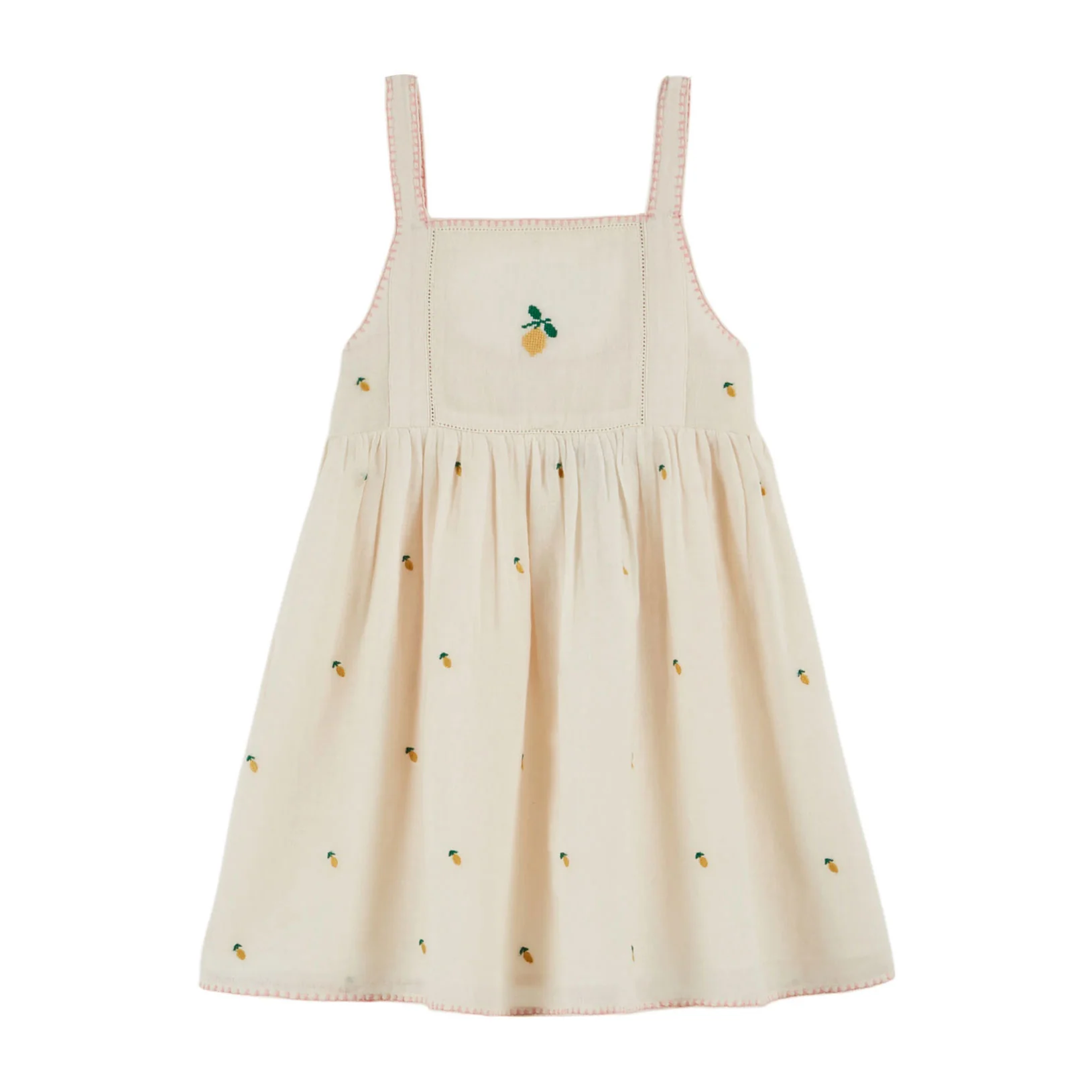 Emile et Ida Cream Heart Embroidered Dress