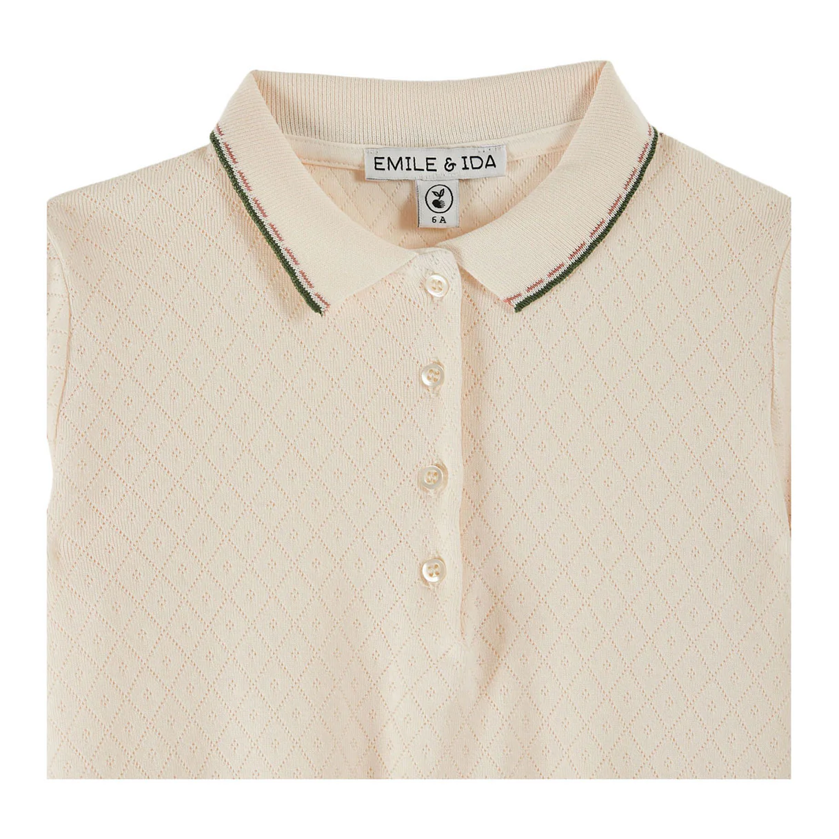 Emile et Ida Cream Pointelle Polo - Image 2