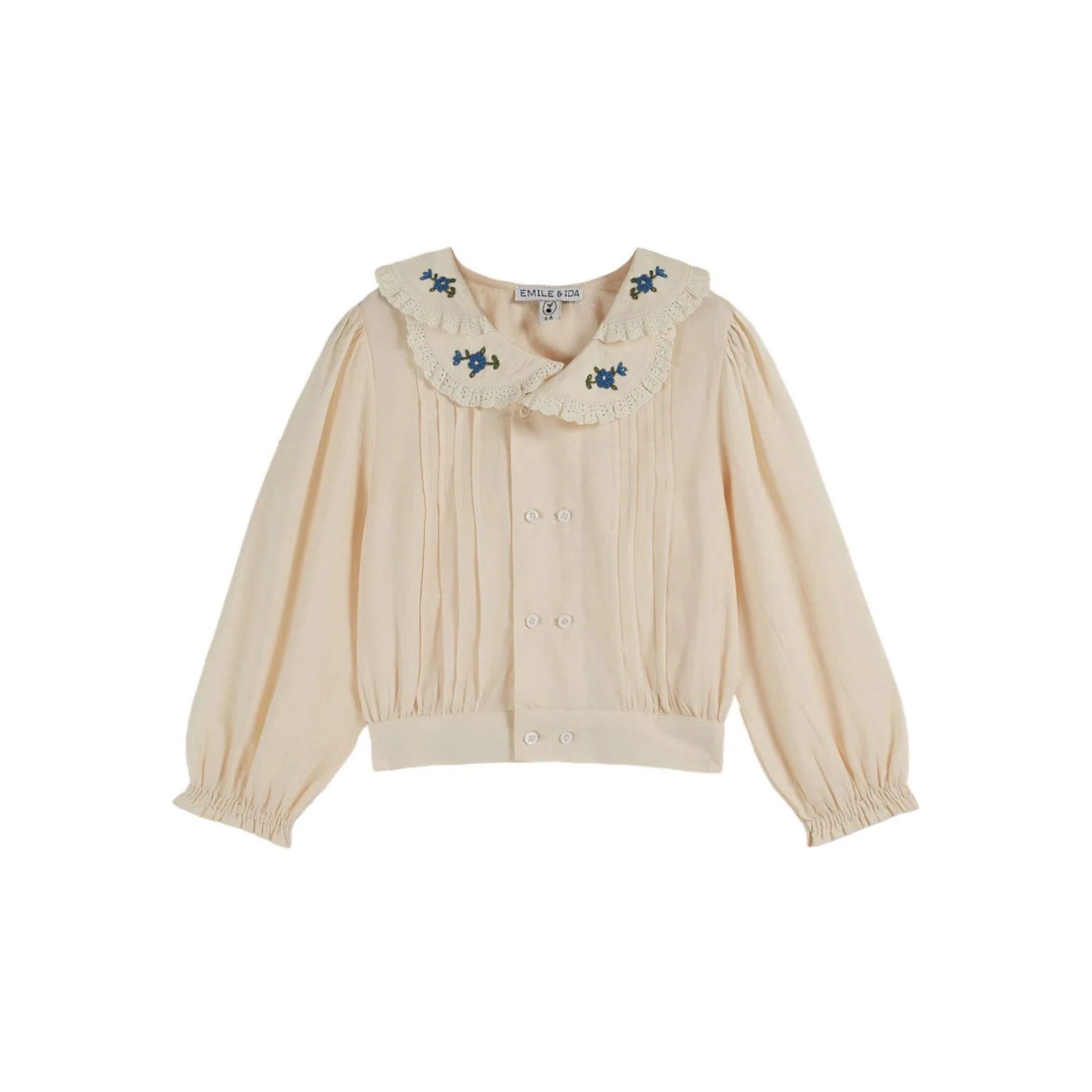 Emile et Ida Cream Vintage Flower Collar Blouse