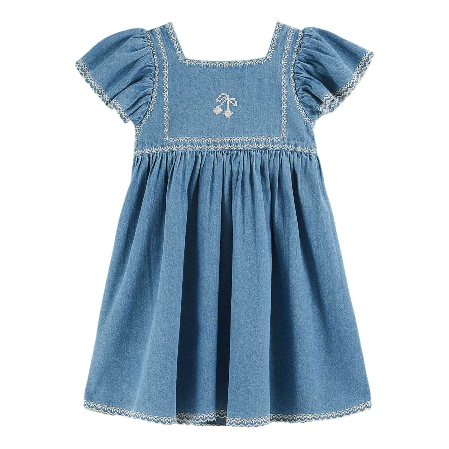 Emile et Ida Denim Embroidered Dress