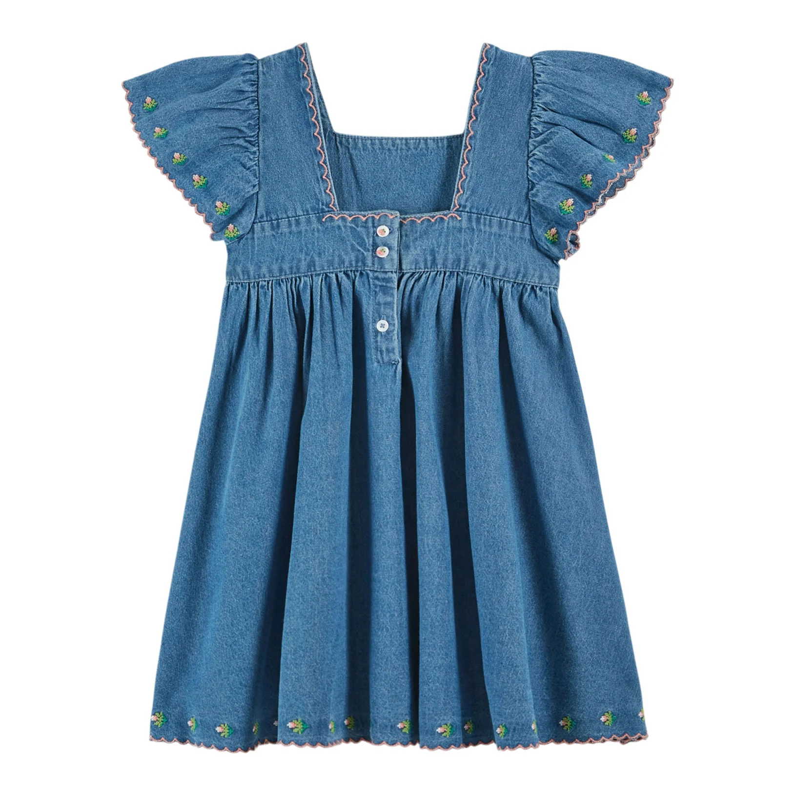 Emile et Ida Denim Embroidered Dress - Image 2