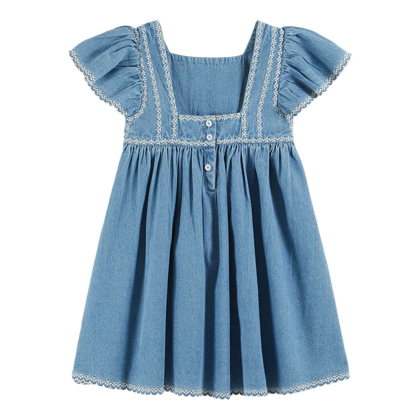 Emile et Ida Denim Embroidered Dress - Image 3