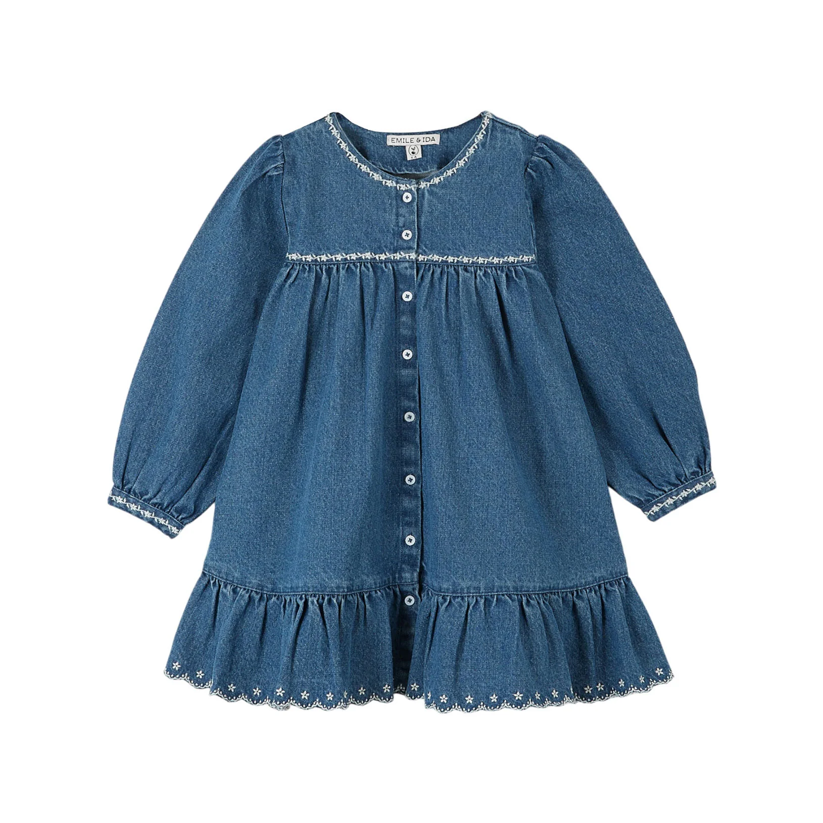 Emile et Ida Denim Rmbroidered Dress