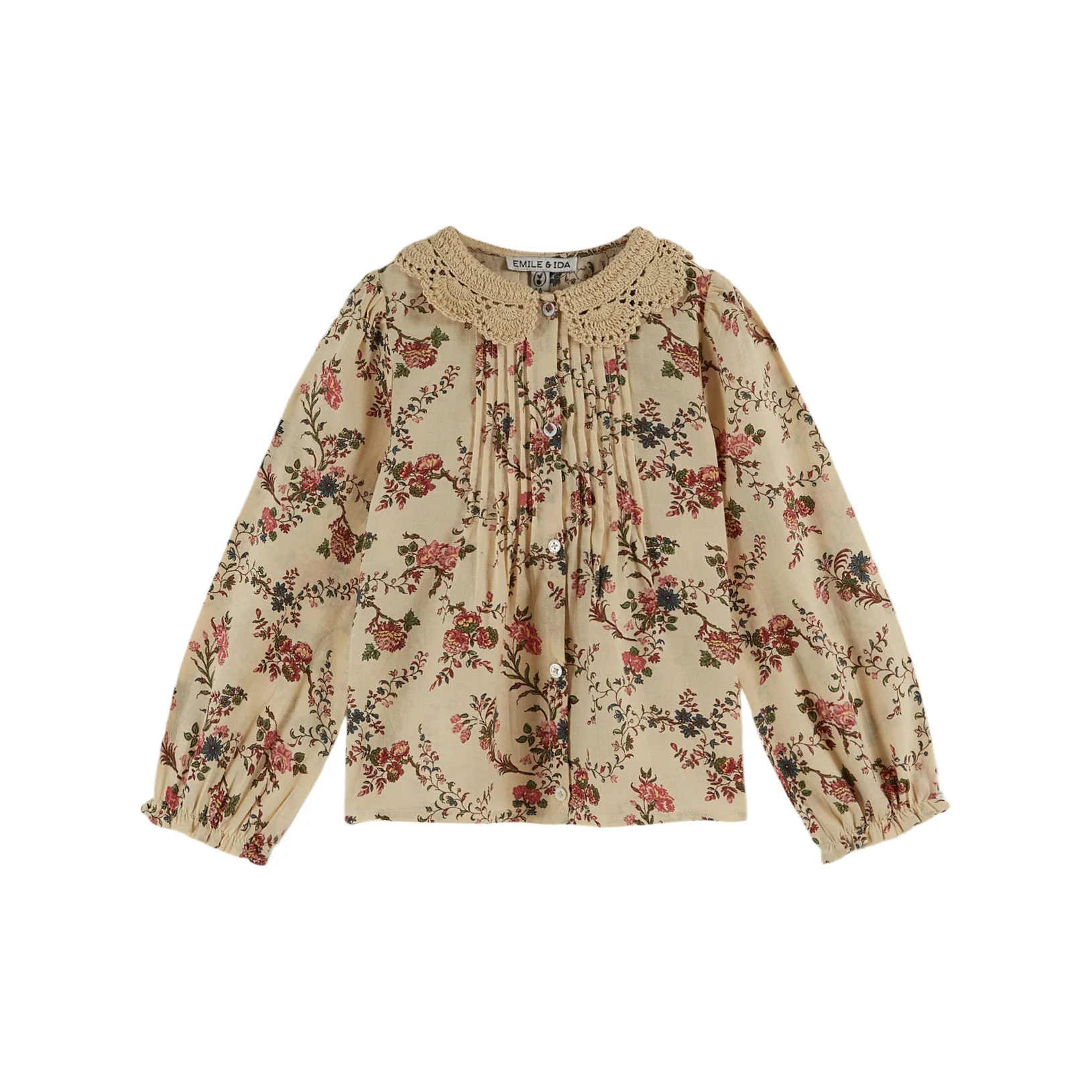 Emile et Ida Ecru Orchid Crochet Collar Blouse