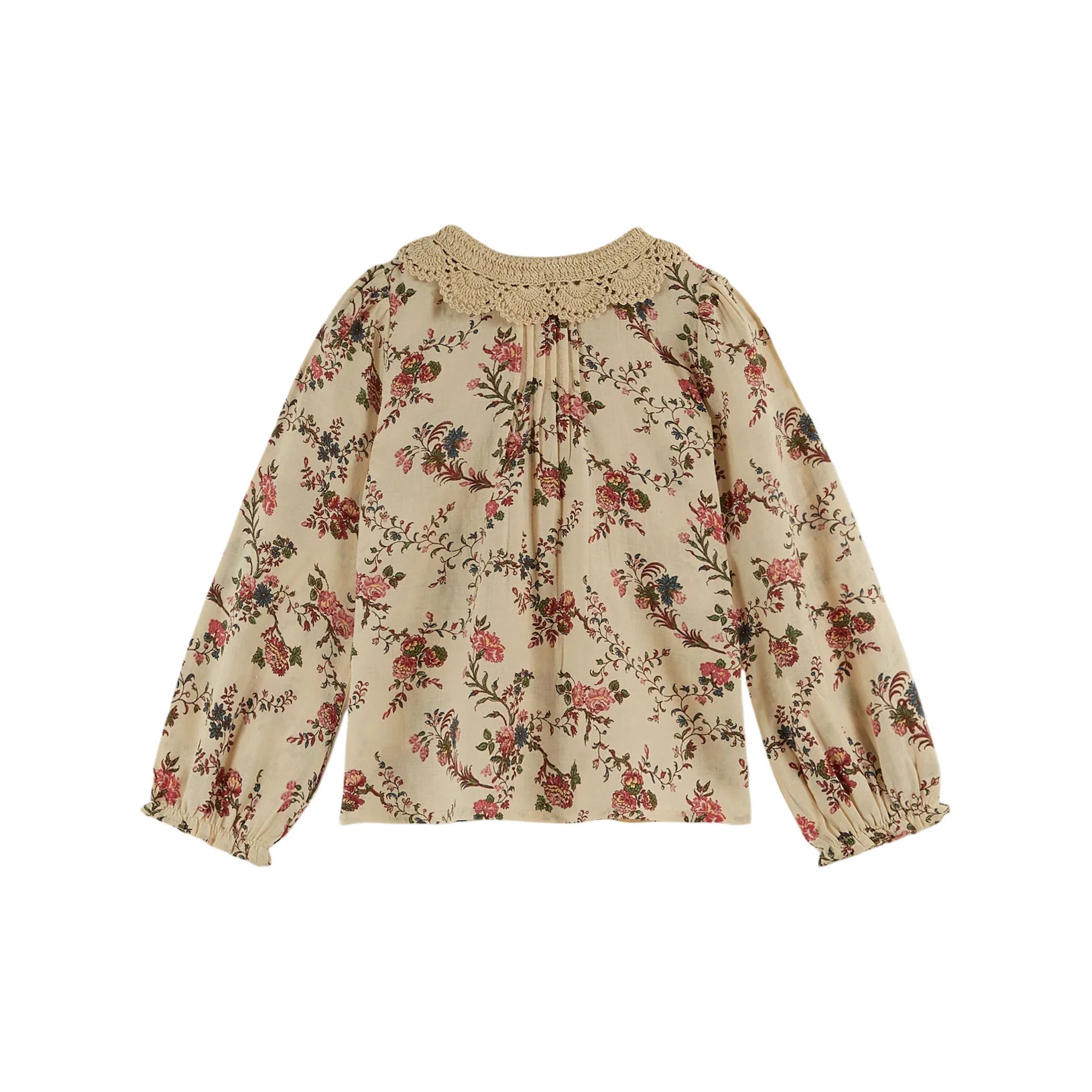 Emile et Ida Ecru Orchid Crochet Collar Blouse - Image 2