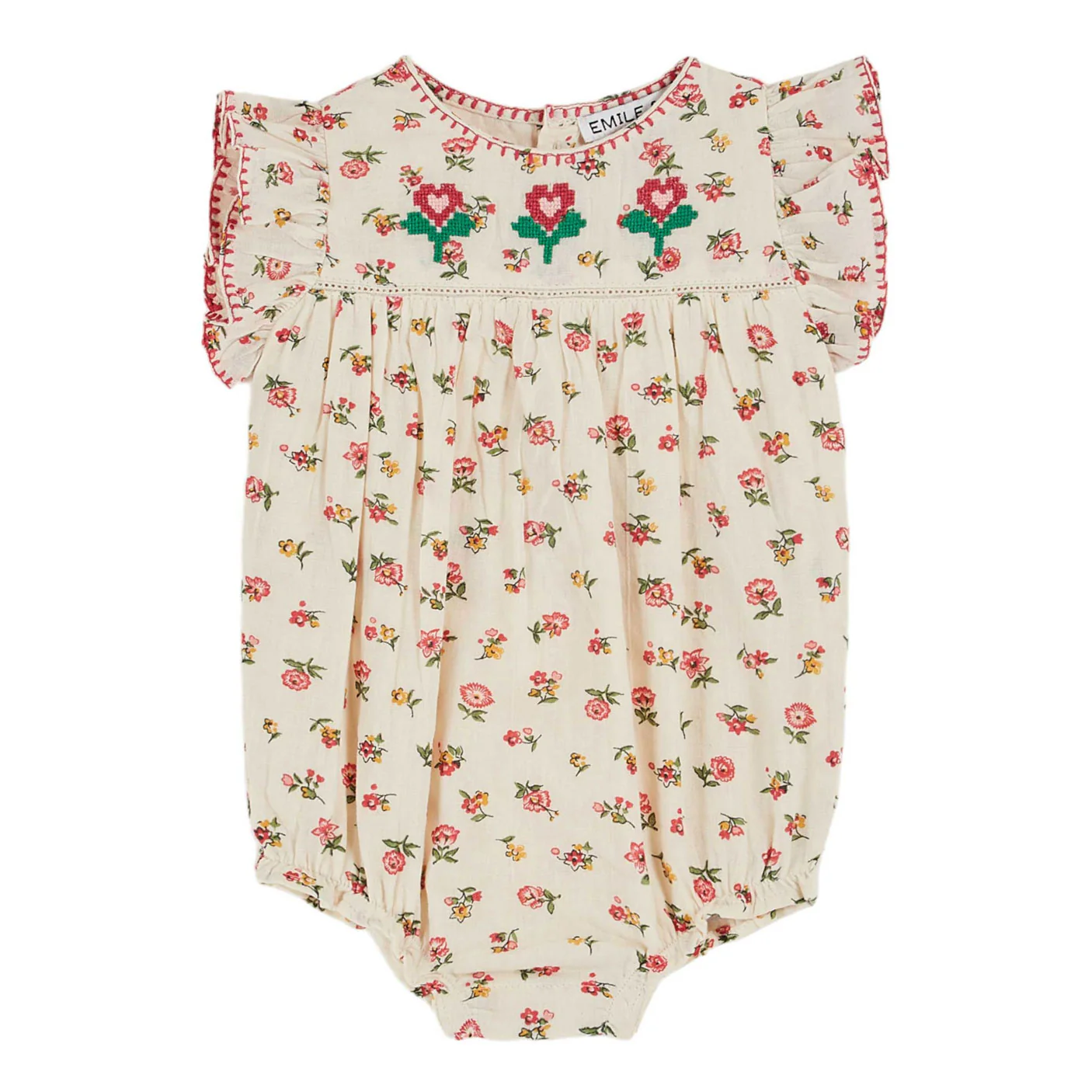 Emile et Ida Floral Printed Embroidered Romper