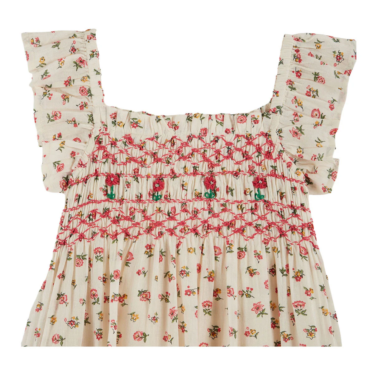 Emile et Ida Floral Smocked Embroidered Dress - Image 3
