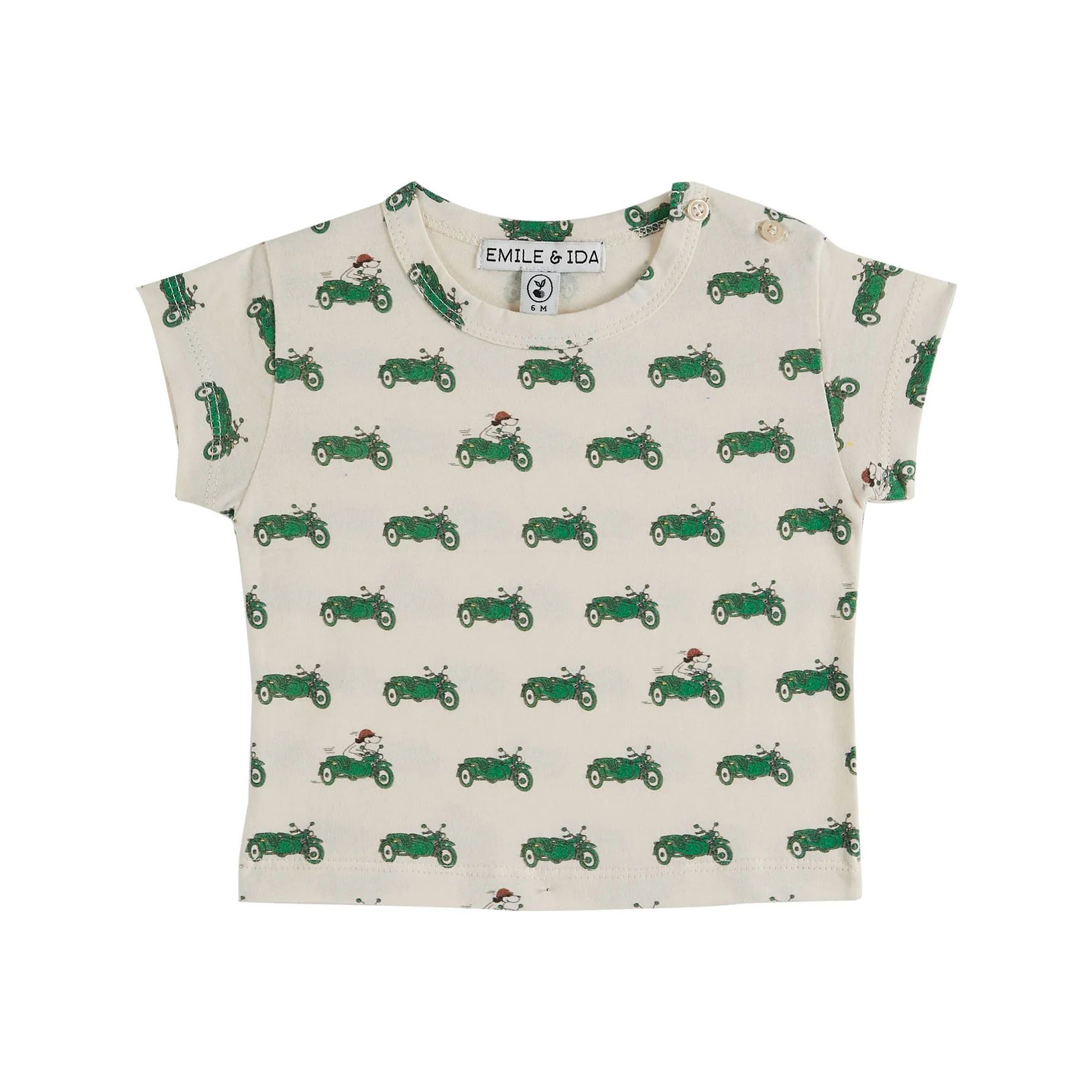 Emile et Ida Green Cars Allover Baby Tee