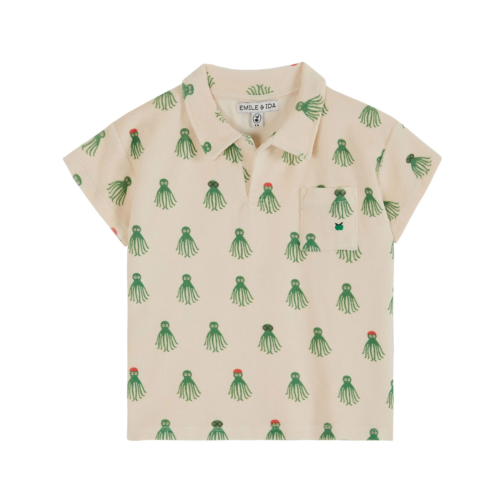 Emile et Ida Green Octupus Allover Terry Polo