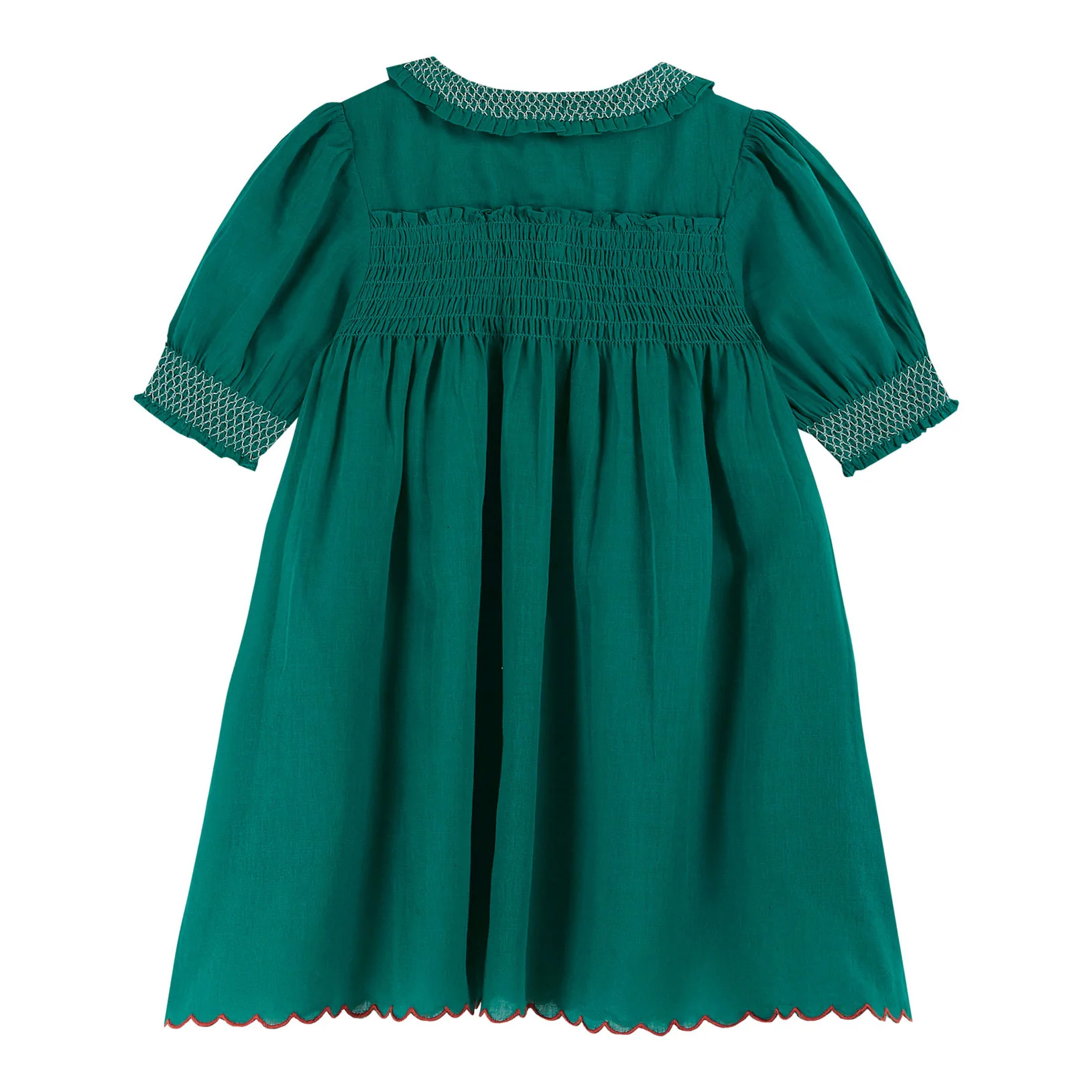 Emile et Ida Green Smocked Dress - Image 2