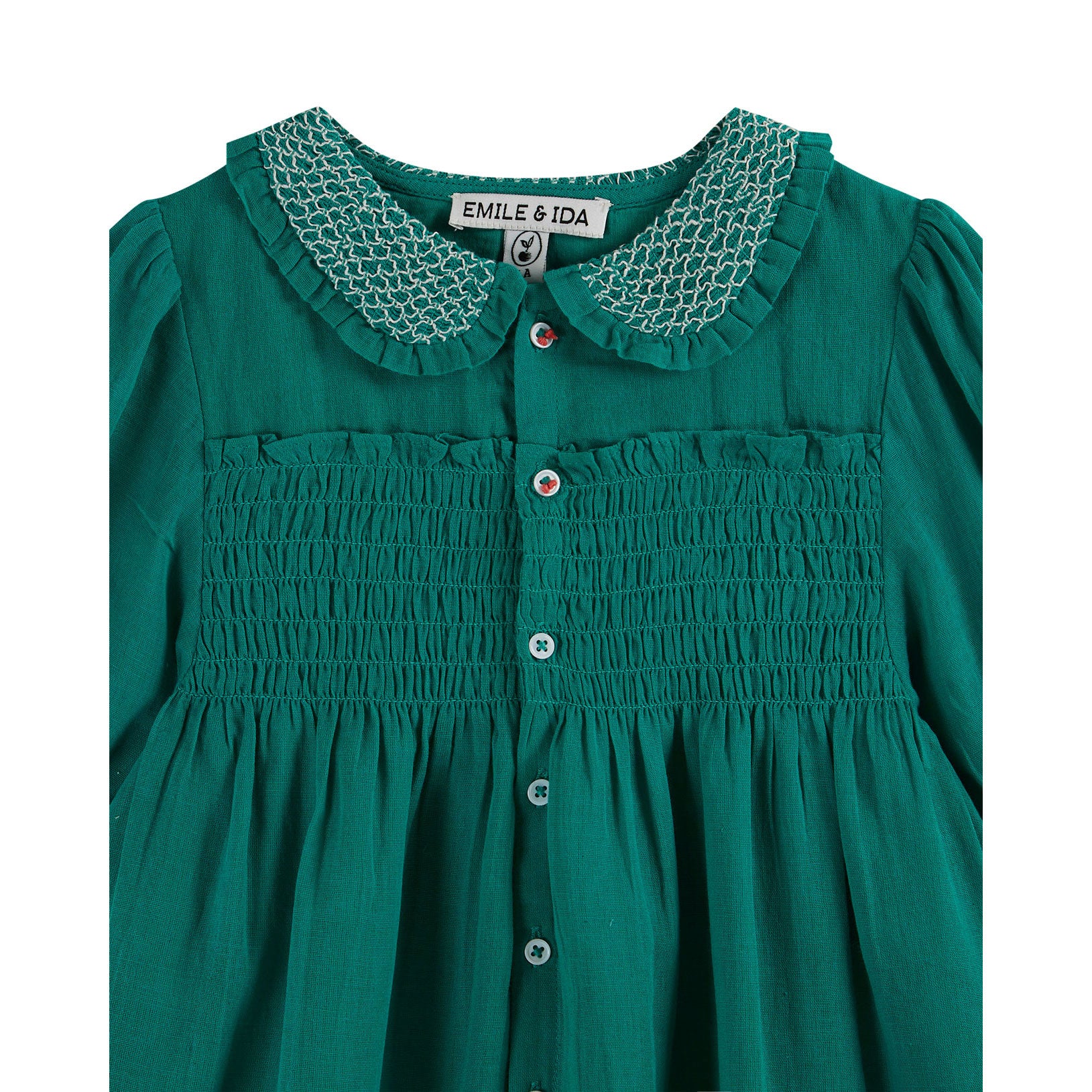 Emile et Ida Green Smocked Dress - Image 3
