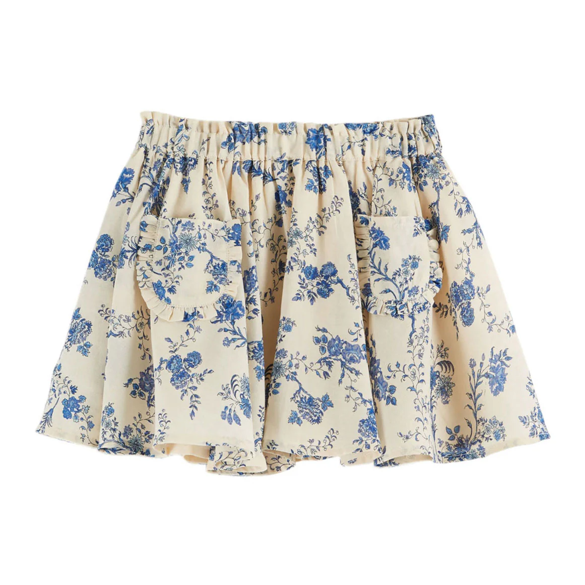 Emile et Ida Orchid Blue Floral Printed Skirt