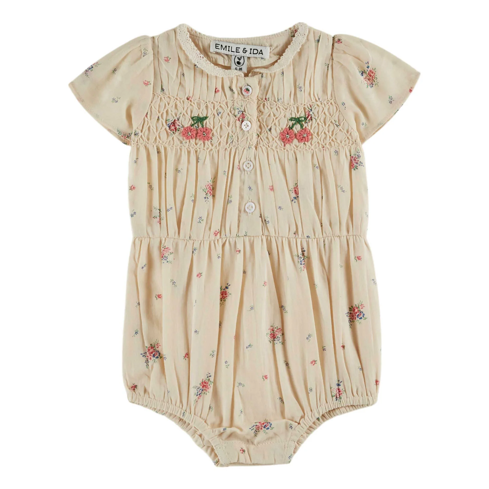 Emile et Ida Paquerette Printed Smocked Romper